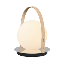 Load image into Gallery viewer, Bola Outdoor LED Lantern in Chrome/Tan.
