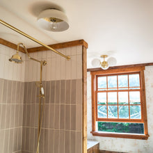 Load image into Gallery viewer, Paige 3-Light Semi-Flush Mount Ceiling Light in bathroom.
