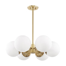 Load image into Gallery viewer, Paige Chandelier in White and Brass.

