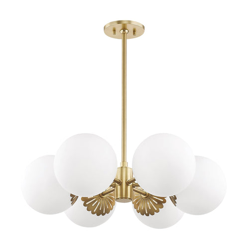 Paige Chandelier in White and Brass.