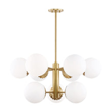 Load image into Gallery viewer, Paige Chandelier in Aged Brass/9-Light.
