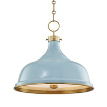 Load image into Gallery viewer, Painted No.1 Pendant Light in Aged Brass/Blue Bird.
