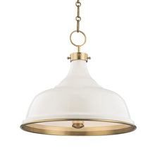 Load image into Gallery viewer, Painted No.1 Pendant Light in Aged Brass/Off White.
