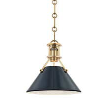 Load image into Gallery viewer, Painted No.2 Pendant Light Small/Aged Brass/Darkest Blue.
