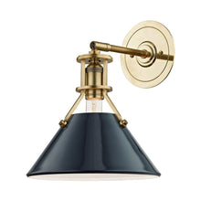 Load image into Gallery viewer, Painted No.2 Wall Light in Aged Brass/Darkest Blue.

