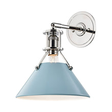 Load image into Gallery viewer, Painted No.2 Wall Light in Polished Nickel/Blue Bird.
