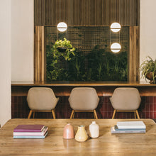Load image into Gallery viewer, Palma Planter LED Pendant Light in dining room.
