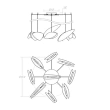 Load image into Gallery viewer, Papillons™ Swag LED Pendant Light - line drawing.
