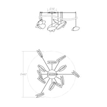 Load image into Gallery viewer, Papillons™ Swag LED Pendant Light - line drawing.
