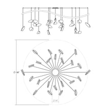 Load image into Gallery viewer, Papillons™ Swag LED Pendant Light - line drawing.
