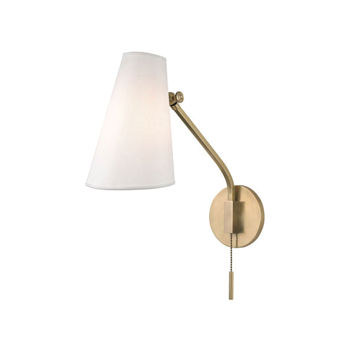 Patten Swing Arm Wall Light in Aged Brass.