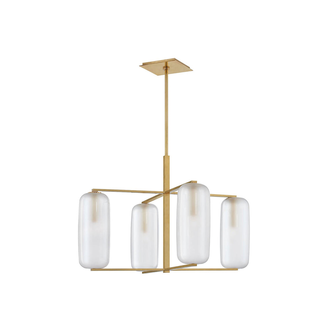 Pebble Chandelier in 4-Light/Aged Brass.