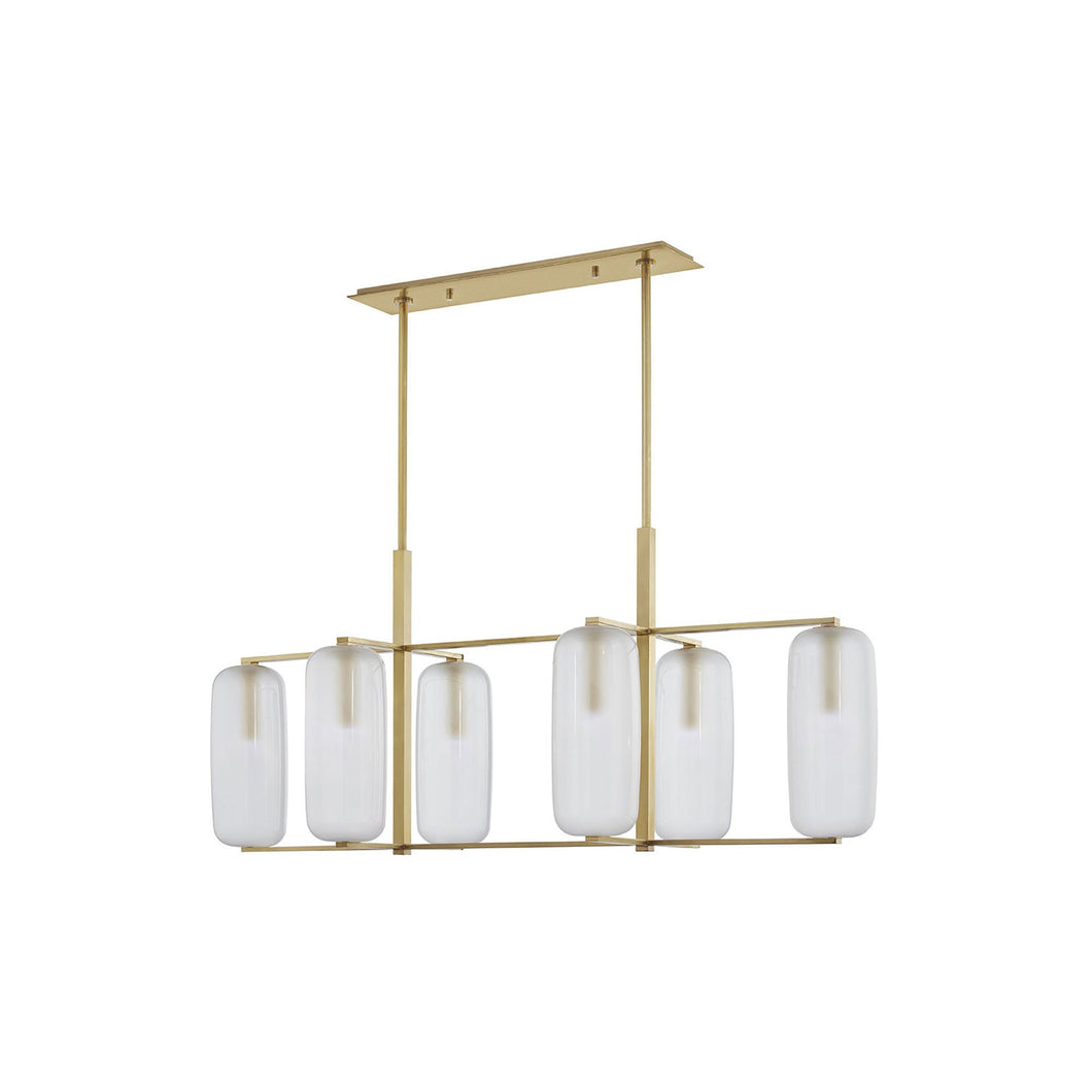 Pebble Linear Pendant Light in Aged Brass.