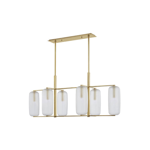 Pebble Linear Pendant Light in Aged Brass.