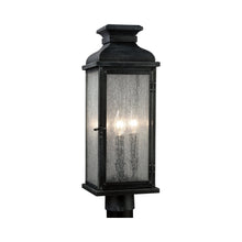 Load image into Gallery viewer, Pediment Outdoor Post Light in Black.
