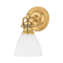 Load image into Gallery viewer, Pelham Wall Light in Aged Brass.
