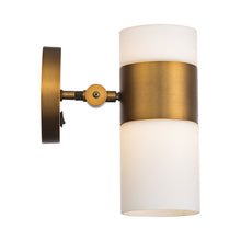 Load image into Gallery viewer, Pencil Skirt LED Wall Light in Aged Brass.
