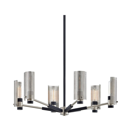 Pilsen Chandelier in Carbide Black with Satin Nickel Accents (6-Light).