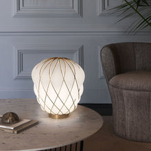Load image into Gallery viewer, Pinecone Table Lamp in living room.
