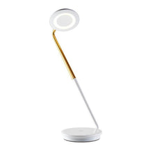 Load image into Gallery viewer, Pixo Plus LED Table Lamp in White/Brass.
