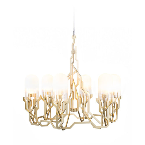 Plant LED Chandelier in Brass.
