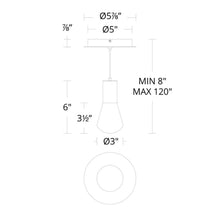 Load image into Gallery viewer, Plum LED Pendant Light- line drawing.
