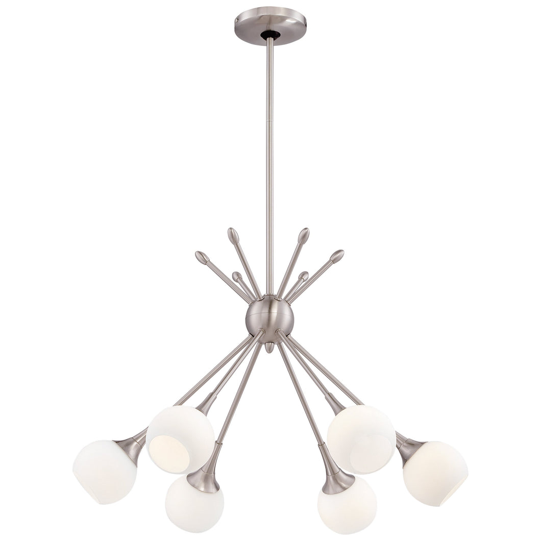 Pontil Chandelier in Brushed Nickel.