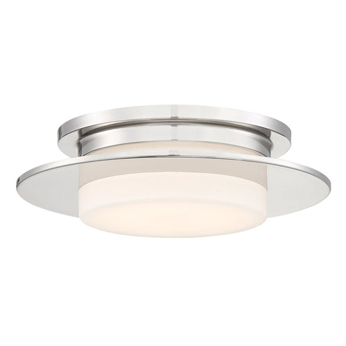 Press LED Flush Mount Ceiling Light in Polished Nickel.