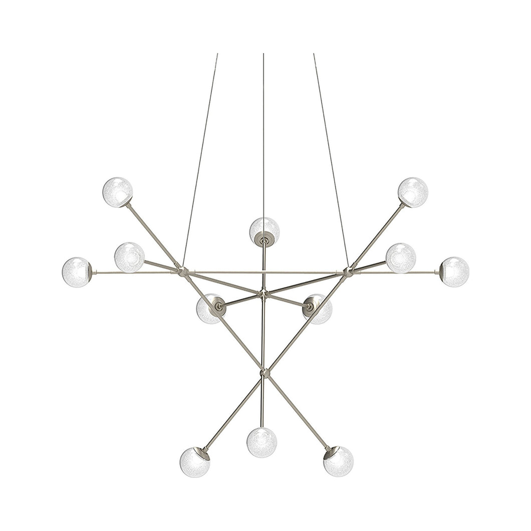 Proton™ Alpha LED Pendant Light in Satin Nickel/White Crushed Glass.