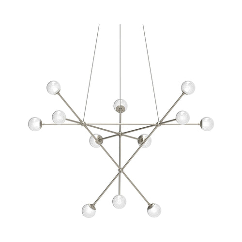 Proton™ Alpha LED Pendant Light in Satin Nickel/White Crushed Glass.