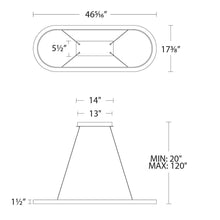 Load image into Gallery viewer, Racetrack LED Pendant Light- line drawing.
