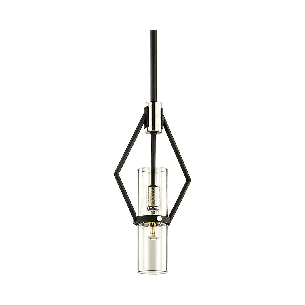 Raef Mini Pendant Light in Textured Black/Polish Nickel (Small).