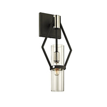 Load image into Gallery viewer, Raef Wall Light in Textured Black/Polish Nickel (Small).
