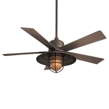 Load image into Gallery viewer, Rainman Outdoor Ceiling Fan in Oil Rubbed Bronze / Vintage Amber/LED.
