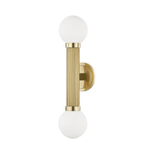 Load image into Gallery viewer, Reade 2 Light Wall Light in Aged Brass.
