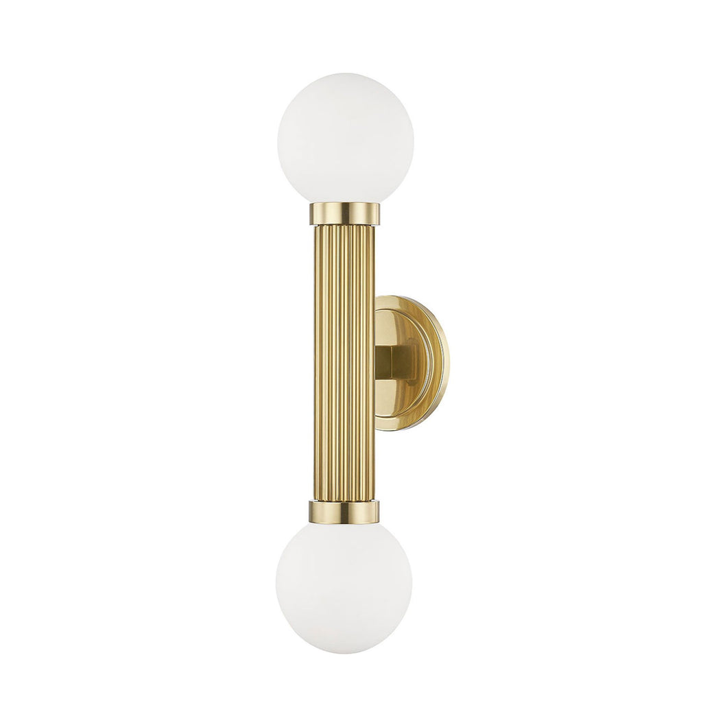 Reade 2 Light Wall Light in Aged Brass.