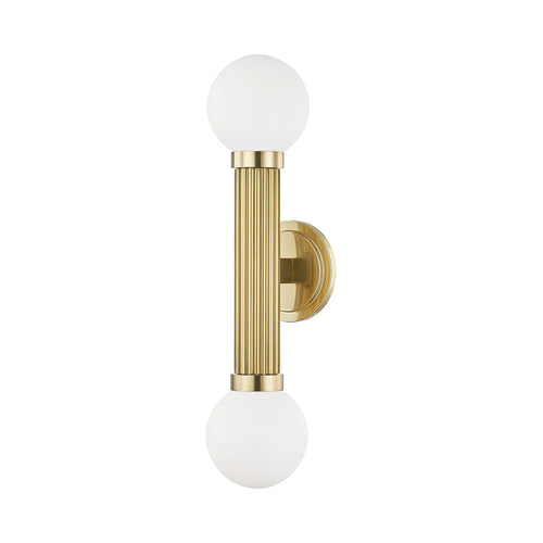 Reade 2 Light Wall Light in Aged Brass.
