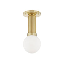 Load image into Gallery viewer, Reade Semi-Flush Mount Ceiling Light in Aged Brass.
