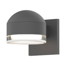 Load image into Gallery viewer, Reals Dome Cap Downlight Outdoor LED Wall Light in Textured Gray/Clear Cylinder Lens.
