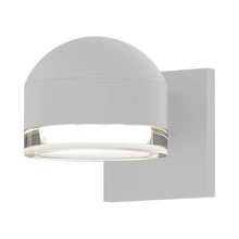 Load image into Gallery viewer, Reals Dome Cap Downlight Outdoor LED Wall Light in Textured White/Clear Cylinder Lens.
