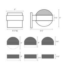 Load image into Gallery viewer, Reals Dome Cap Downlight Outdoor LED Wall Light - line drawing.
