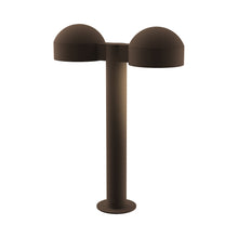 Load image into Gallery viewer, Reals Dome Cap LED Double Bollard in Small/Plate Lens/Textured Bronze.
