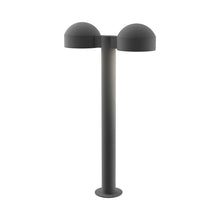 Load image into Gallery viewer, Reals Dome Cap LED Double Bollard in Medium/Plate Lens/Textured Gray.

