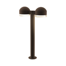 Load image into Gallery viewer, Reals Dome Cap LED Double Bollard in Medium/Clear Cylinder Lens/Textured Bronze.

