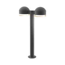Load image into Gallery viewer, Reals Dome Cap LED Double Bollard in Medium/Clear Cylinder Lens/Textured Gray.
