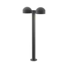 Load image into Gallery viewer, Reals Dome Cap LED Double Bollard in Large/Plate Lens/Textured Gray.
