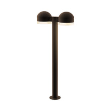 Load image into Gallery viewer, Reals Dome Cap LED Double Bollard in Large/White Cylinder Lens/Textured Bronze.

