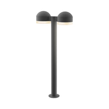Load image into Gallery viewer, Reals Dome Cap LED Double Bollard in Large/White Cylinder Lens/Textured Gray.
