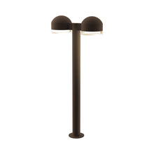Load image into Gallery viewer, Reals Dome Cap LED Double Bollard in Large/Clear Cylinder Lens/Textured Bronze.
