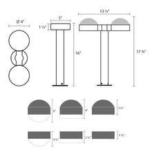 Load image into Gallery viewer, Reals Dome Cap LED Double Bollard - line drawing.
